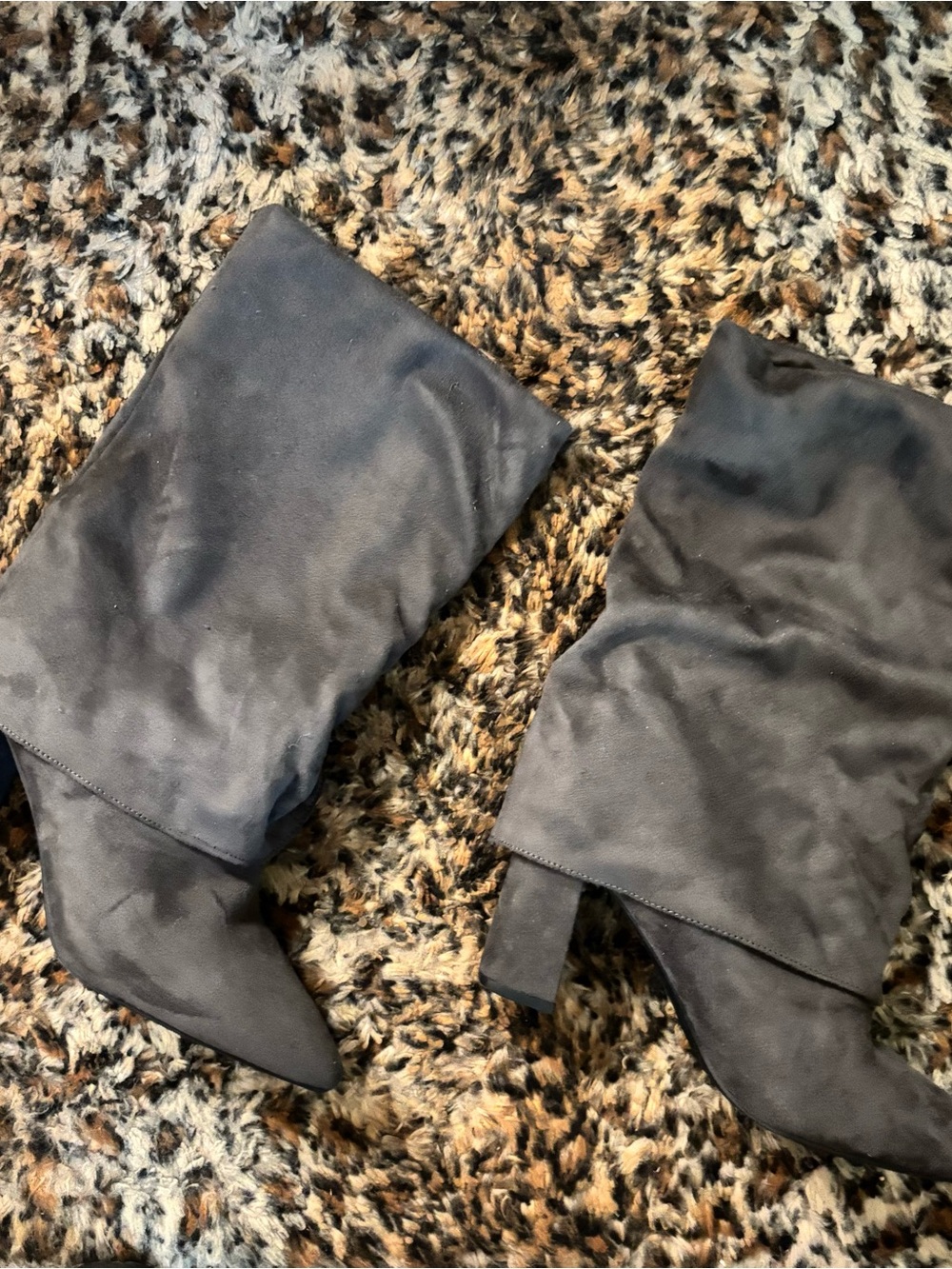 Black Suede Fold-Over Booties